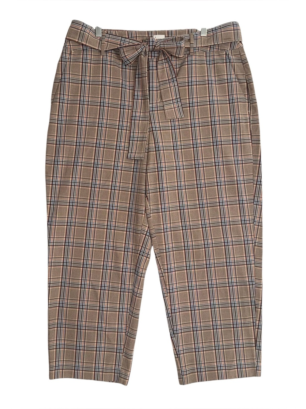 A New Day Brown Plaid Straight Leg Stretch Trouser Pants Size 16 XL